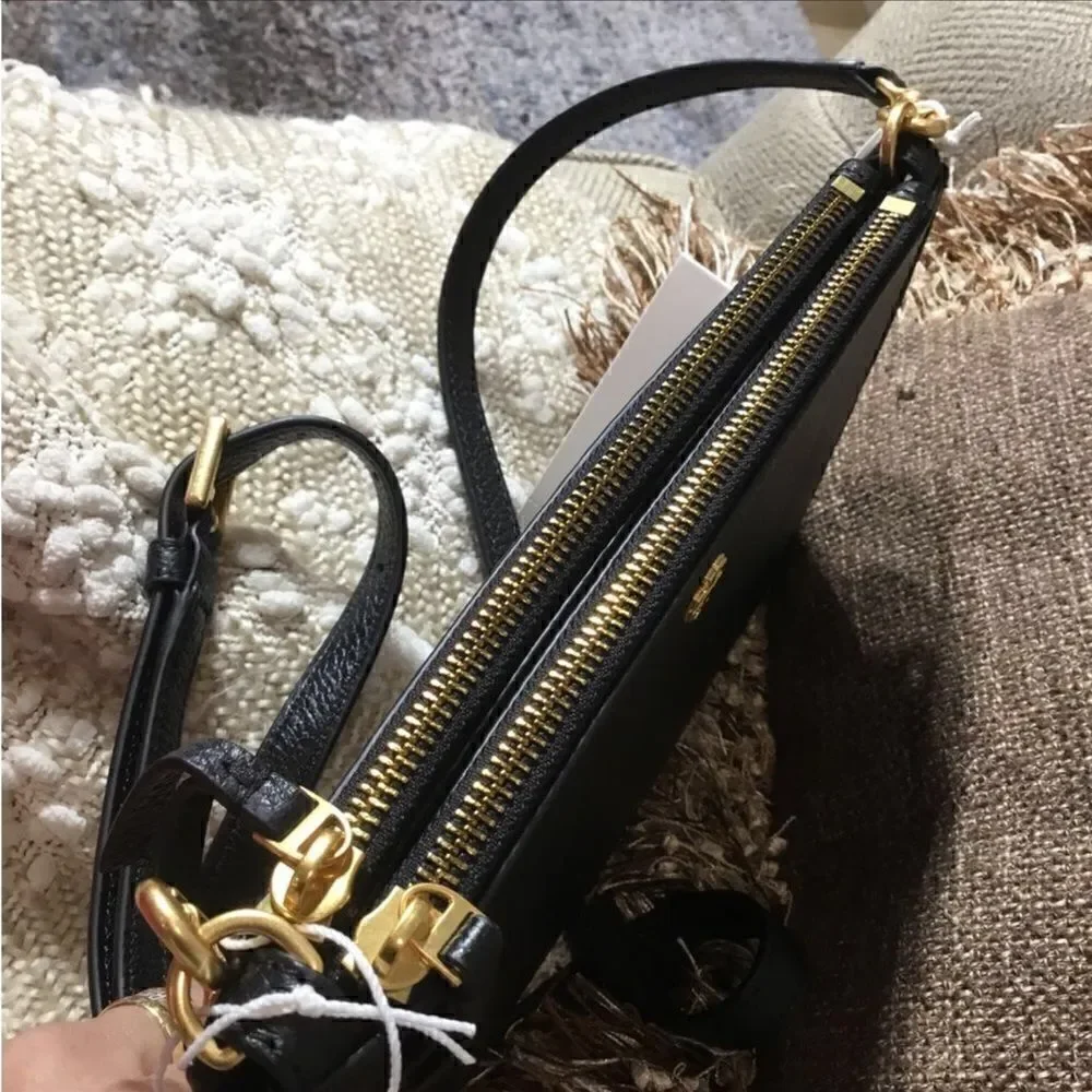 TORY BURCH DOUBLE ZIP SLIM CROSSBODY BAG AND GOLD HARDWARE